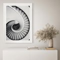 Plakat w ramie 30x40 - Nowoczesne Schody: Kręcone Piękno - nowoczesna architektura, kręcone schody - rama biała