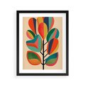 Plakat w ramie 40x50 - Wnętrza Kształtów - abstrakcyjny kolorowy tęczowy obraz, inspiracje roślinne - rama czarna