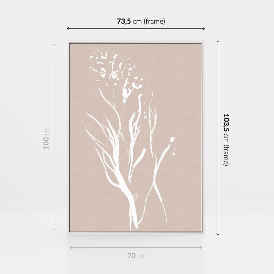 Obraz w ramie 70x100 - Impresje Pastelowych Nastrojów - minimalistyczny delikatny obraz, beżowe odcienie - rama biała