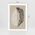 Plakat bez ramy 50x70 - Spleciona Harmonia - sztuka nowoczesna, białe i czarne pióro