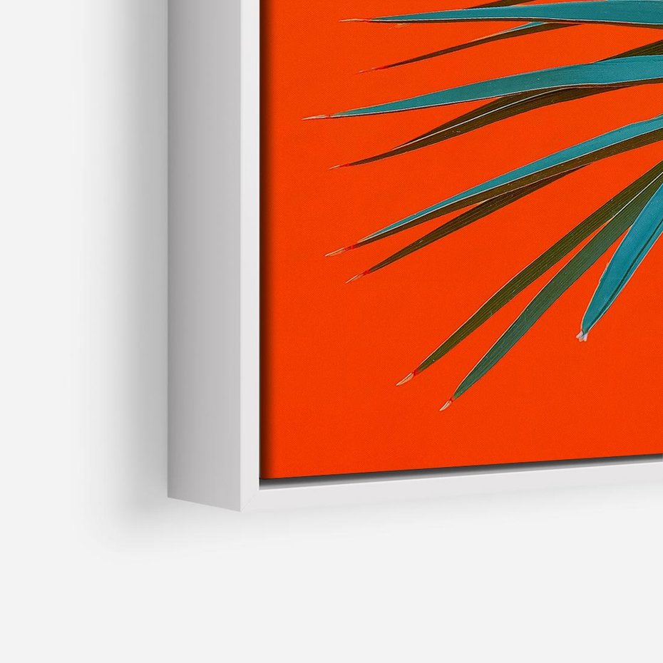 Obraz w ramie 50x50 - Egzotyczny Urok - liście, palma - rama biała