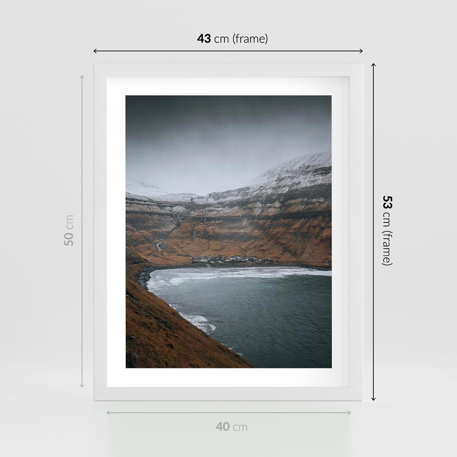 Plakat w ramie 40x50 - Spektakularna Przyroda - fiordy, Norwegia - rama biała