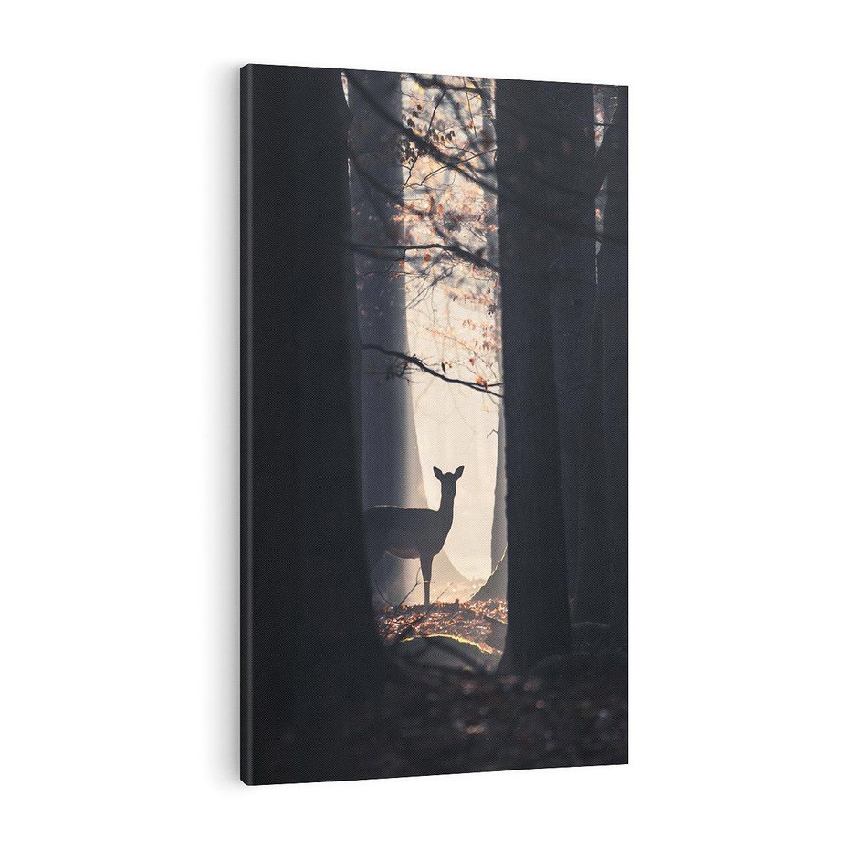 Obraz na płótnie 70x100 - Sarnie Skoki - zdjęcie, klimatyczny las