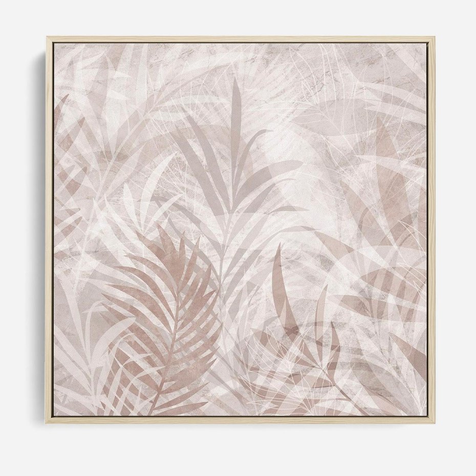 Obraz w ramie 50x50 - Pejzaż zaklętych uczuć - monochromatyczne, w odcieniach beżu - rama drewno