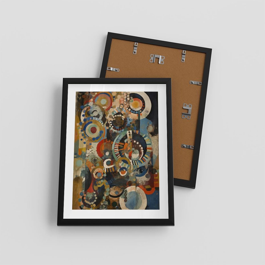 Plakat w ramie 30x40 - Podróżne Wizje Aberracji - abstrakcyjny obraz, mnogość kolorów - rama czarna