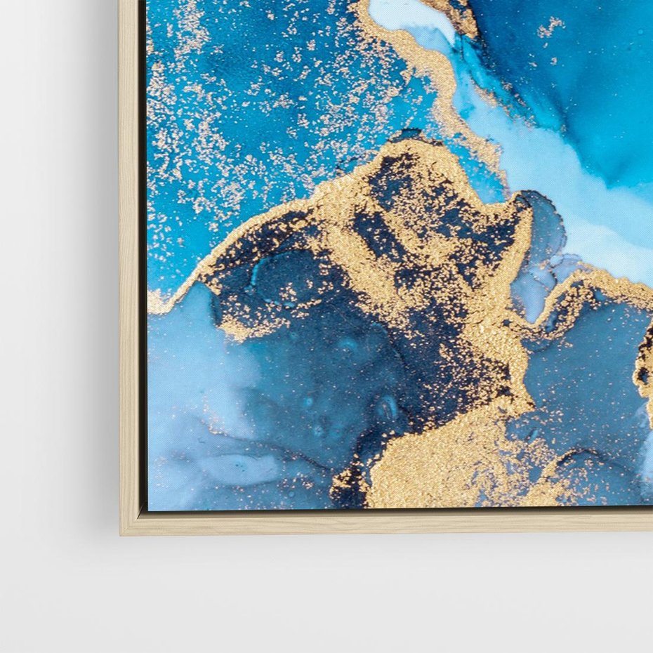 Obraz w ramie 80x80 - Elegancja i Wyrafinowanie - marmur, złoto - rama drewno