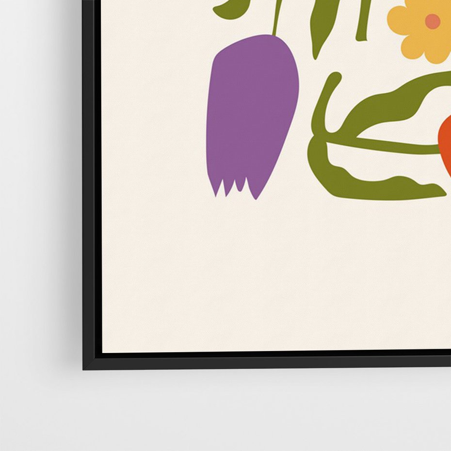 Obraz w ramie 50x70 - Minimalistyczna Harmonia - kwiaty, sztuka nowoczesna - rama czarna