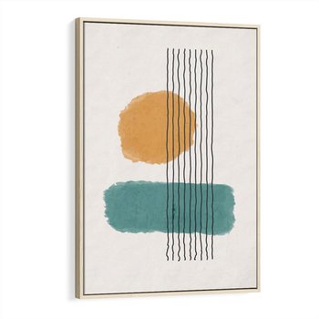 Obraz w ramie 50x70 - Wibracje Barw - abstrakcyjne akwarelowe plamy, nieregularne kreski - rama drewno