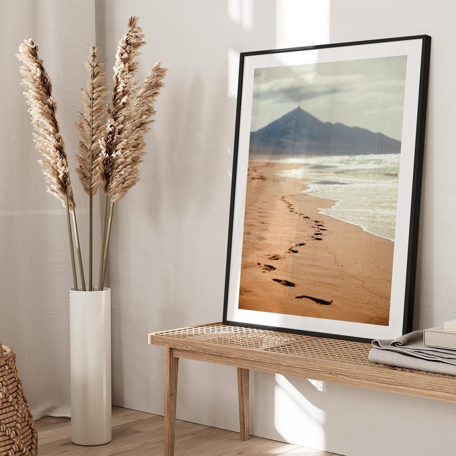 Plakat bez ramy 40x50 - Ślady stóp na plaży - plaża, ślady