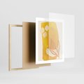 Plakat w ramie 40x50 - Kolorowe Marzenia - abstrakcyjna żółta plama, akwarela - rama drewno