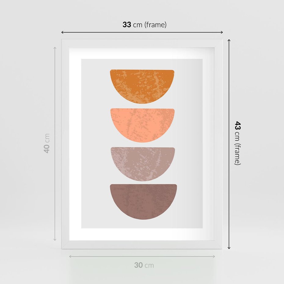 Plakat w ramie 30x40 - Minimalizm i Geometria - minimalistyczny obraz, mid-century styl - rama biała