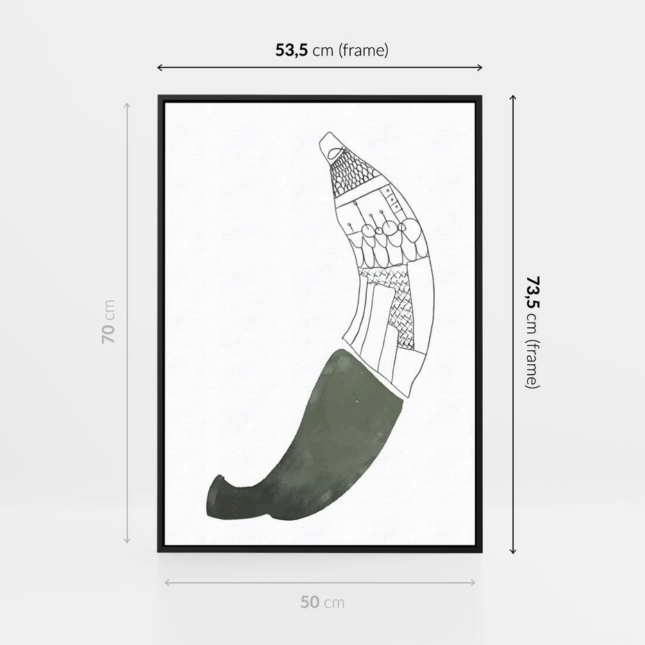 Obraz w ramie 50x70 - Rozkwitające Barwy Akwareli - minimalistyczny plakat, banan - rama czarna