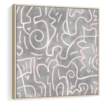 Obraz w ramie 50x50 - Sploty odblasków i zawirowań - abstrakcyjne rysunki, wzorek - rama drewno