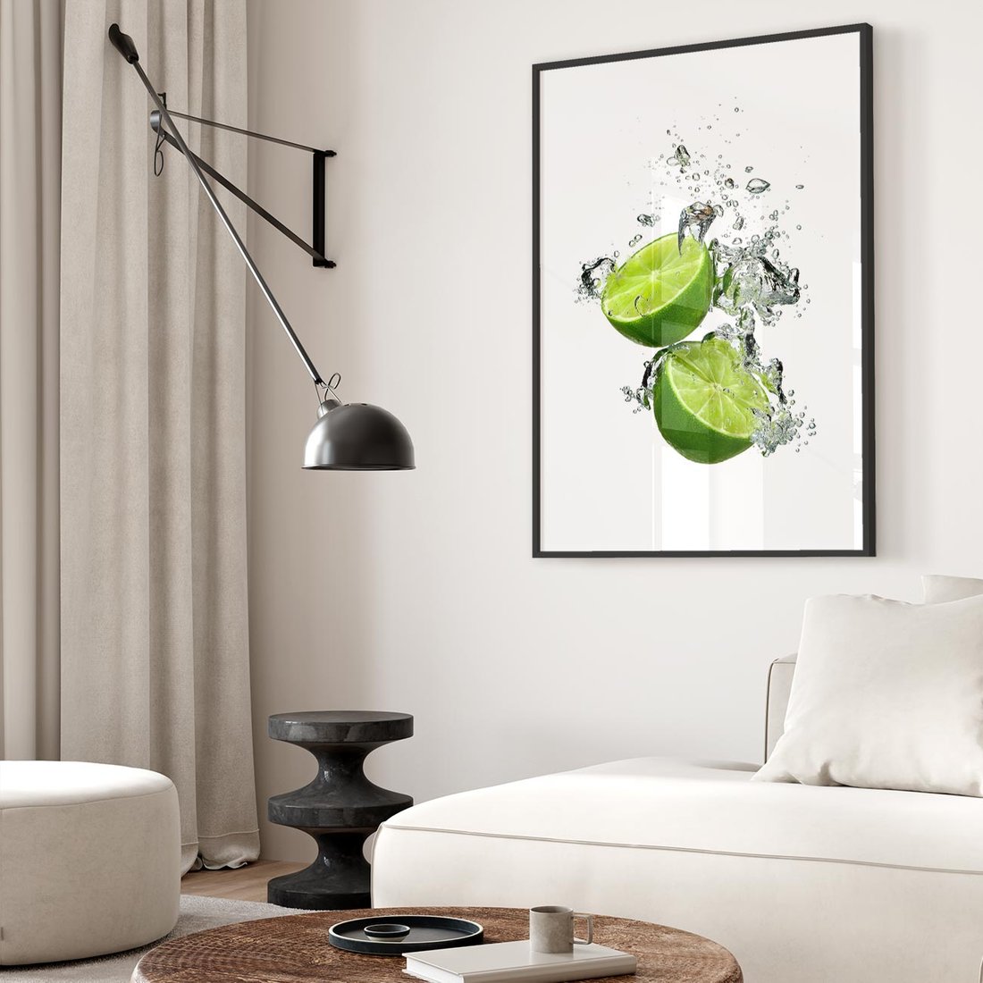 Plakat w ramie 50x70 - Kwaskowata moc limonki i cytryny - limonka, cytryna - rama czarna