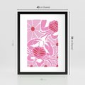 Plakat w ramie 40x50 - Roztańczone Kraby - różowe kwiaty i kraby, abstrakcyjna kompozycja - rama czarna