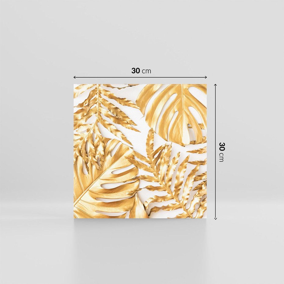 Obraz na płótnie 30x30 - Monstera Złote Liście - monstera, złote