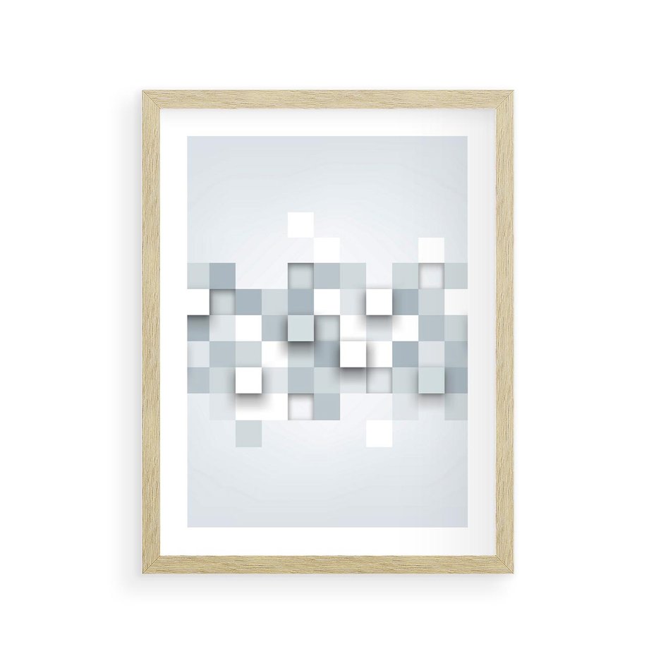 Plakat w ramie 30x40 - Trójwymiarowe formy geometryczne - geometria, 3D - rama drewno