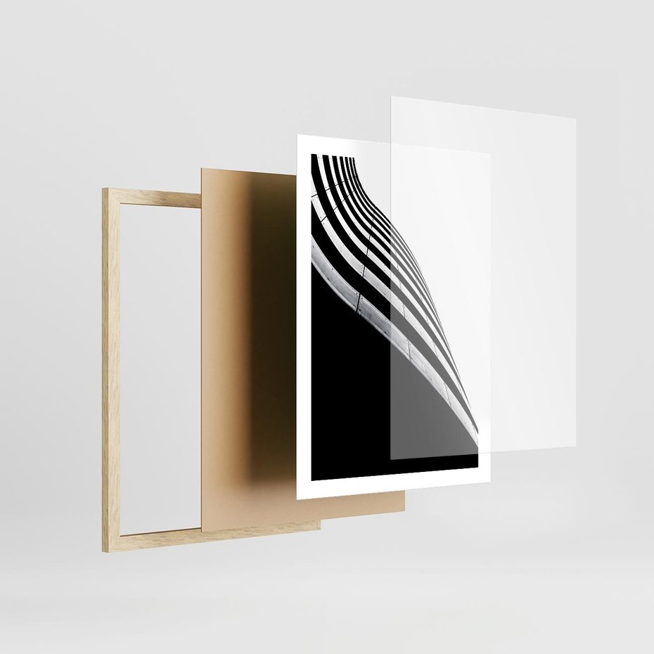 Plakat w ramie 50x70 - Architektoniczna Fala - architektura, falowany budynek - rama drewno