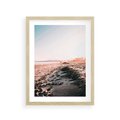 Plakat w ramie 30x40 - Błogie Chwile na Plaży - plaża, zachód słońca wakacje - rama drewno