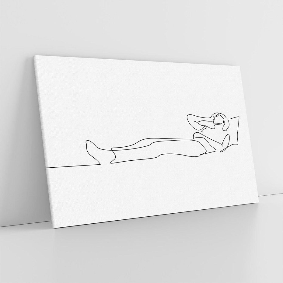 Obraz na płótnie 120x80 - Postać na Łóżku - one line art, szkic