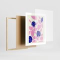 Plakat w ramie 40x50 - Impresje deszczu - nowoczesna kompozycja, kwiaty - rama drewno