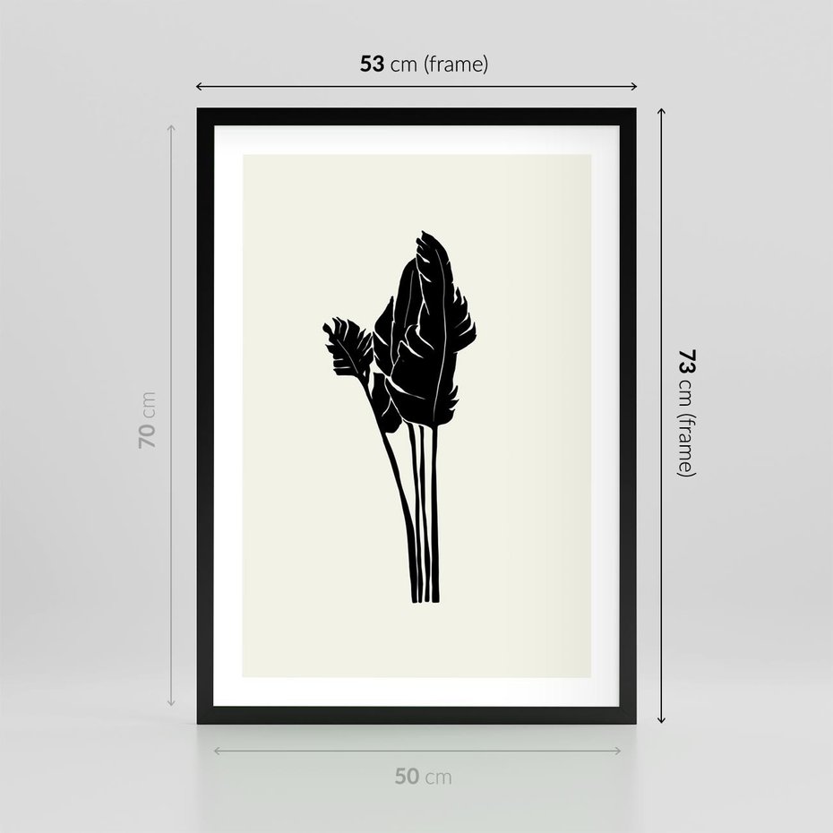 Plakat w ramie 50x70 - Elegancja Palm - nowoczesna sztuka, minimalistyczny styl - rama czarna