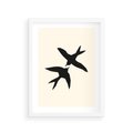 Plakat w ramie 30x40 - Kreatywne Echa - jaskółki, minimalizm - rama biała