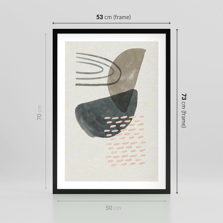 Plakat w ramie 50x70 - Geometria w Beżowych Odcieniach - abstrakcja, geometria - rama czarna