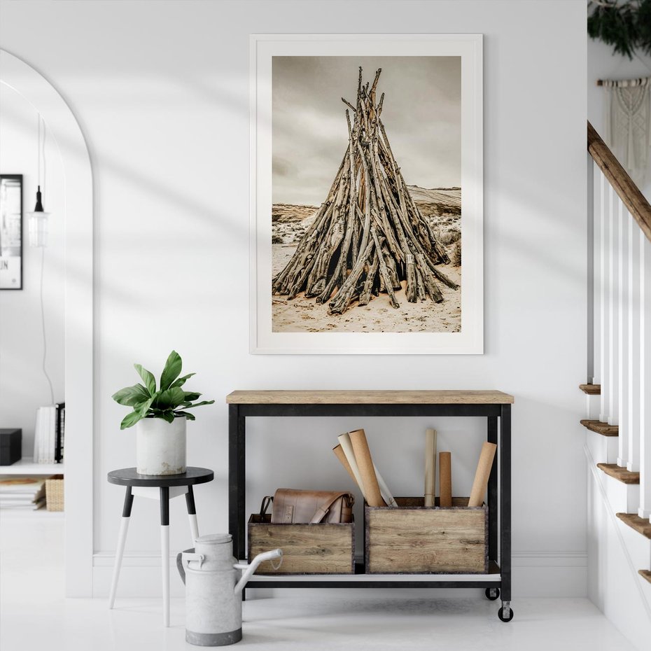 Plakat w ramie 30x40 - Ciepło Przeszłości - retro fotograia, odcienie sepii - rama biała