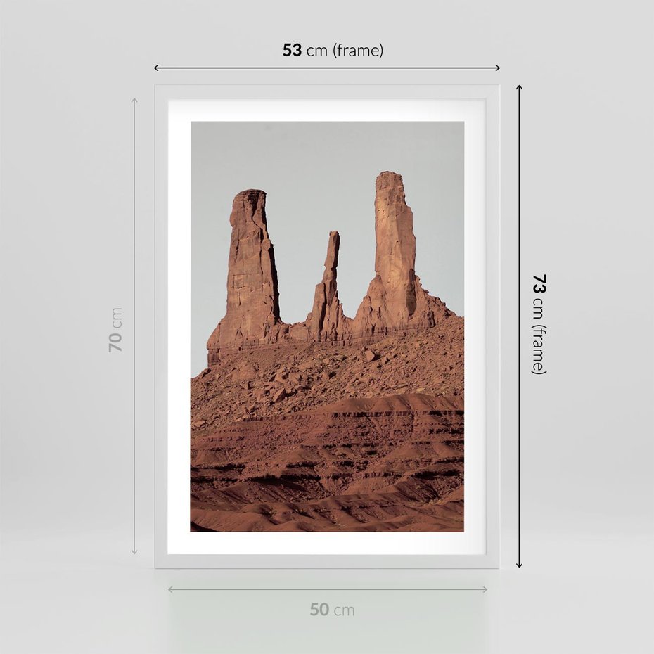 Plakat w ramie 50x70 - Surowość Pustyni - pustynia, kanion - rama biała