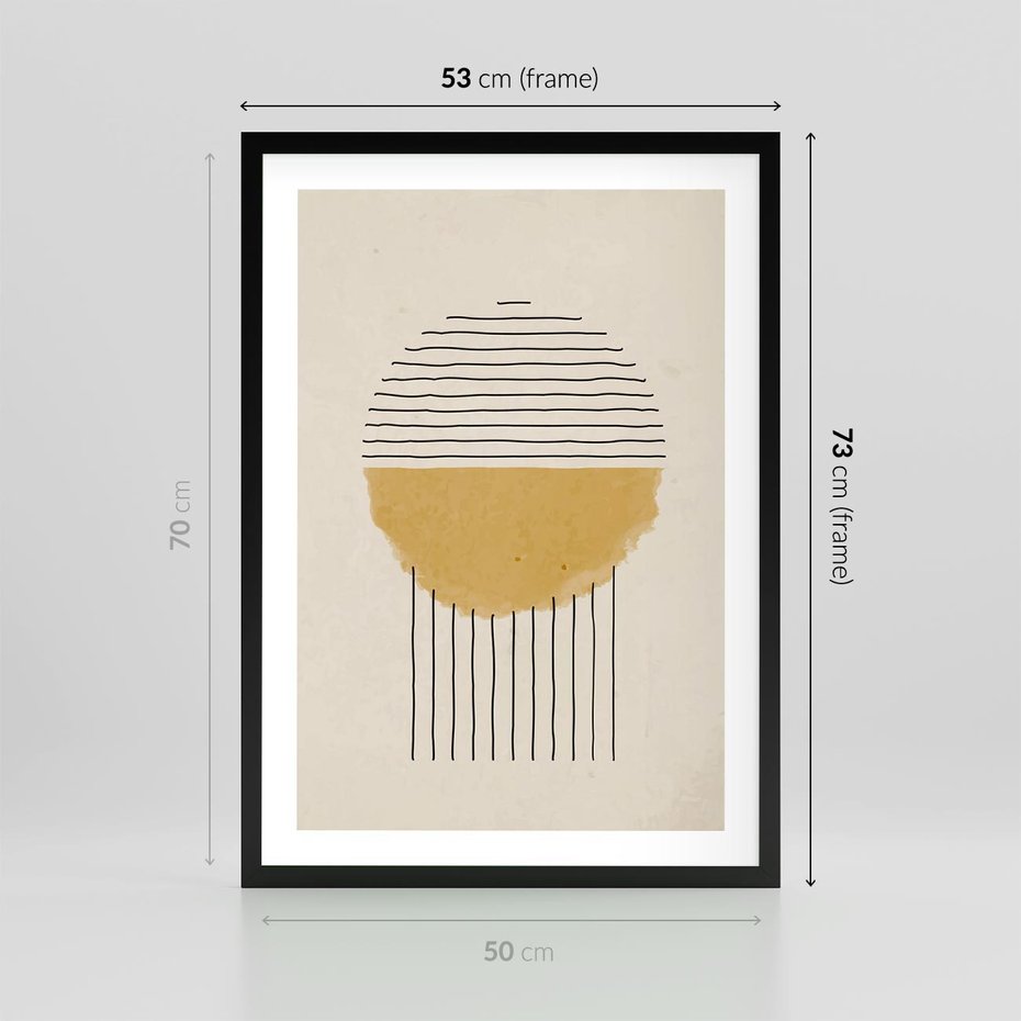 Plakat w ramie 50x70 - Podróżne Kreski - akwarelowa plama, geometryczne szkicowane kształty - rama czarna