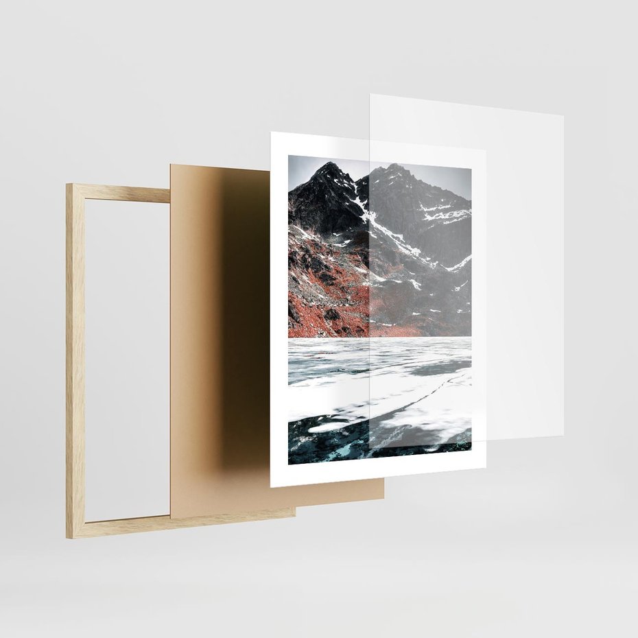 Plakat w ramie 40x50 - Śnieżna Opowieść - górski krajobraz, zima w górach - rama drewno