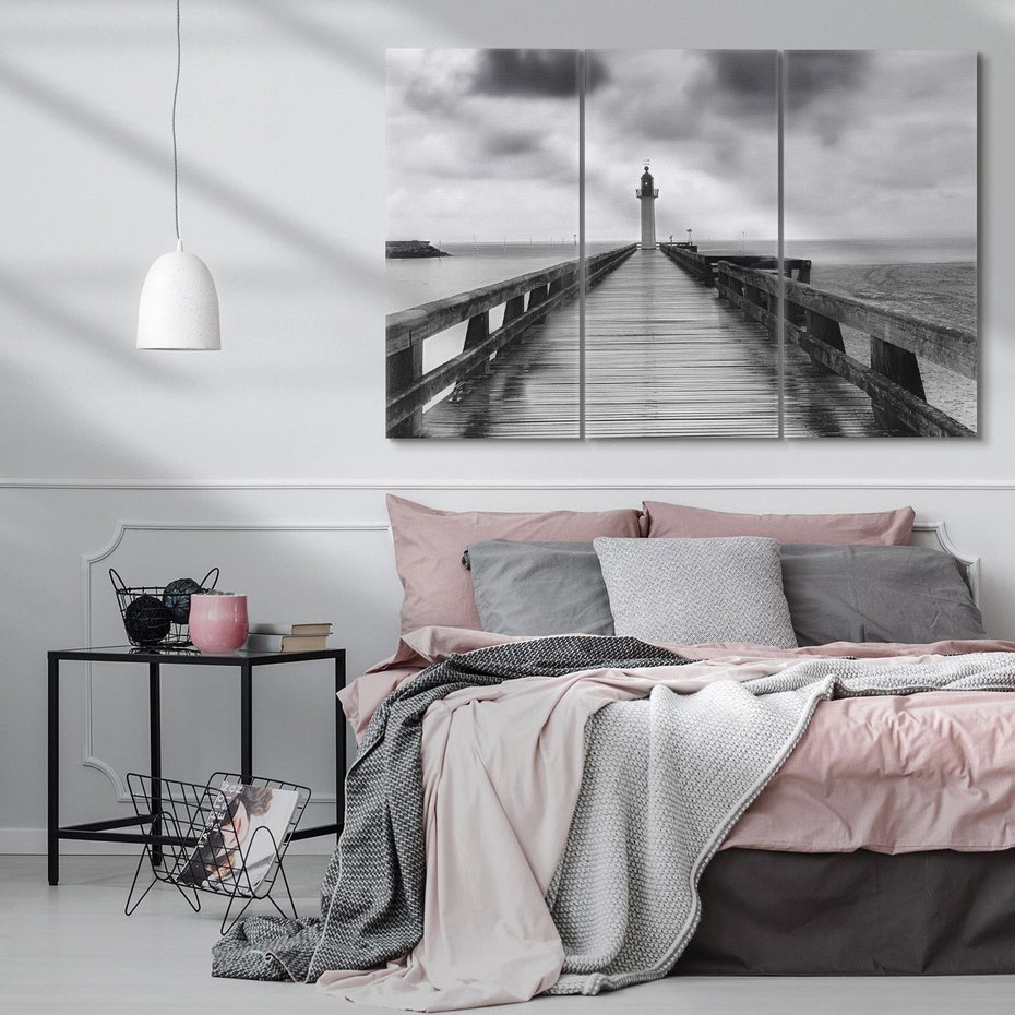 Obraz na płótnie 120x80 - Romantyczny pomost z latarnią - pomost, latarnia