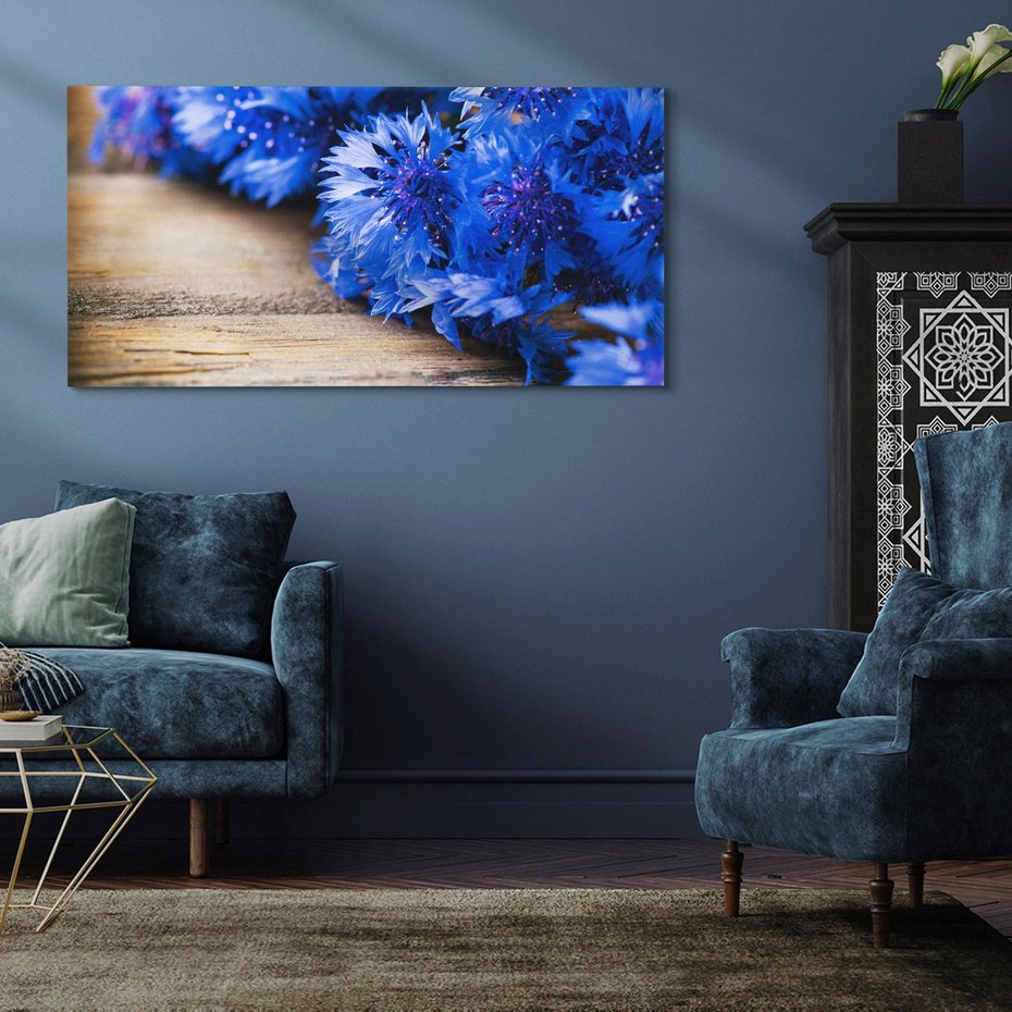 Obraz na płótnie 100x50 - Kwiatowy niebieski: Subtelność natury - kwiaty, niebieski