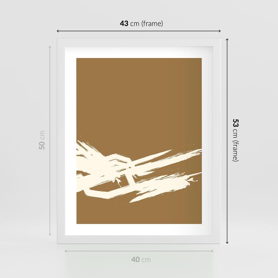 Plakat w ramie 40x50 - Taniec Energii - abstrakcyjne kreski, maźnięcia - rama biała