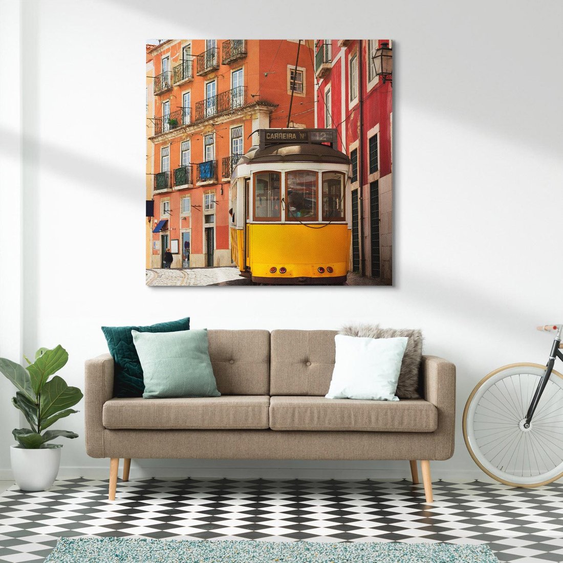 Obraz na płótnie 50x50 - Urok tramwaju w Lizbonie - Lizbona, tramwaj