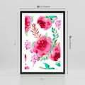 Plakat w ramie 50x70 - Delikatna Akwarela - kwiaty, akwarela - rama czarna