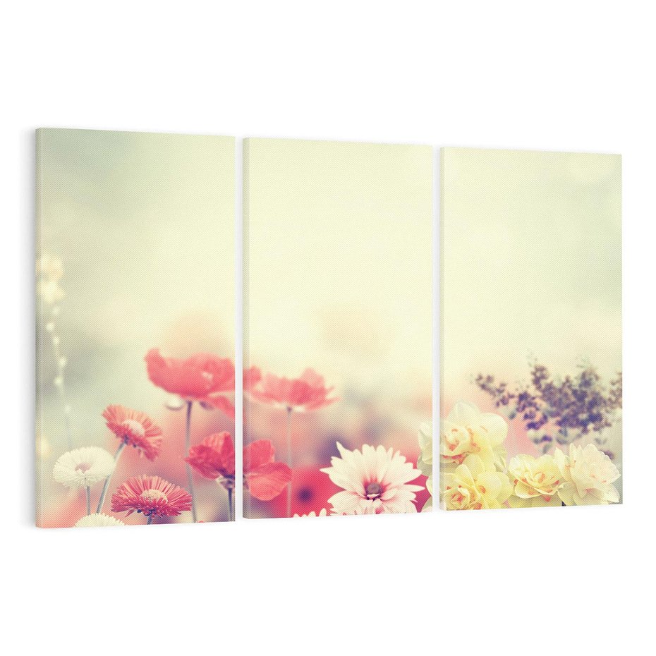 Obraz na płótnie 120x80 - Delikatne kwiaty pastelowe - kwiaty, pastelowe