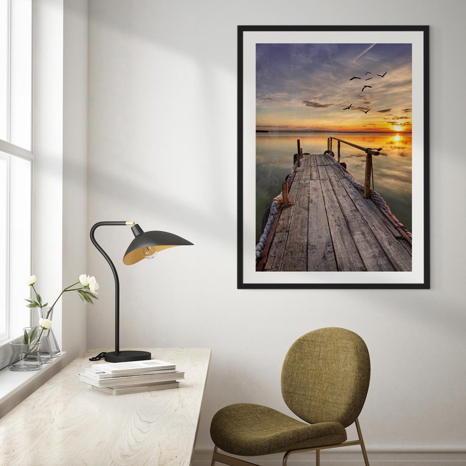 Plakat bez ramy 21x30 - Zachód Słońca na Pomostcie - zachód, słońca