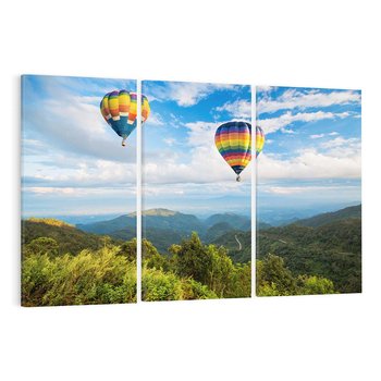 Obraz na płótnie 120x80 - Balony w górach: spektakularne widoki - balony, góry