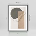 Plakat w ramie 50x70 - Jedną Linią: Kobieca Twarz - abstrakcja, plamy w tle - rama czarna