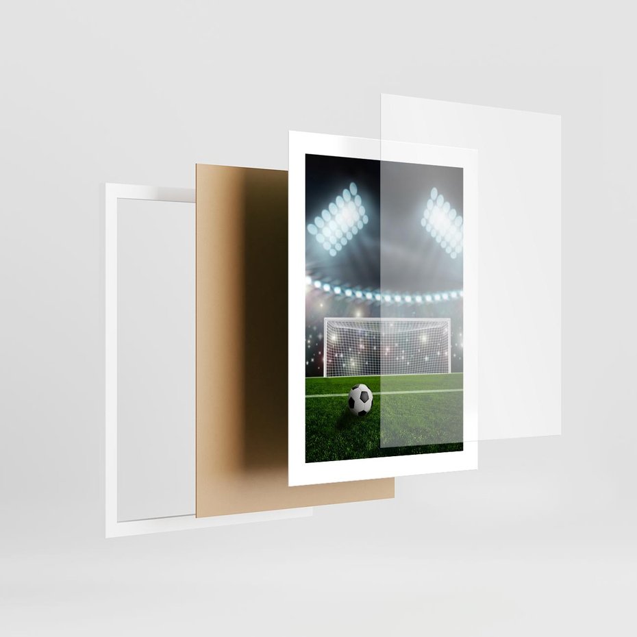 Plakat w ramie 30x40 - Strzał do bramki - piłka, nożna - rama biała