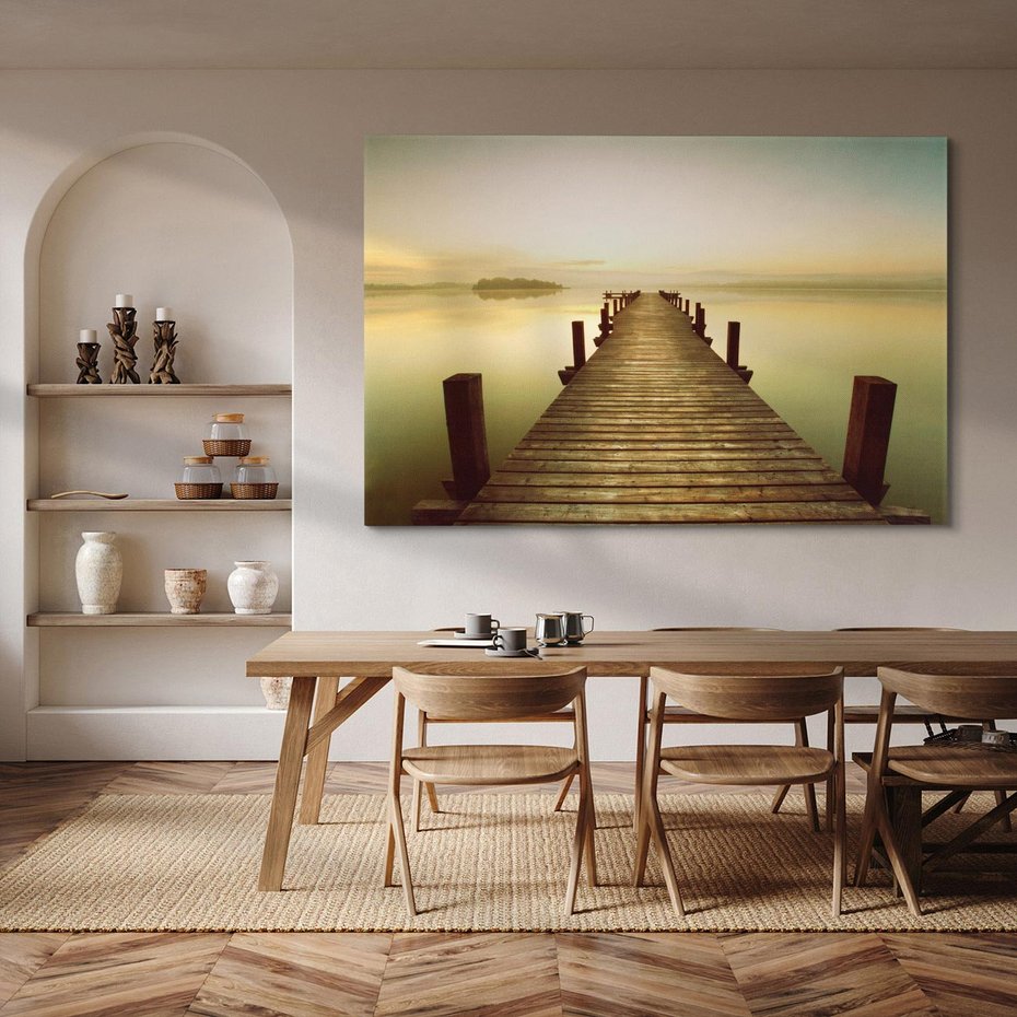 Obraz na płótnie 70x50 - Molo: spacer nad morzem - molo, morze