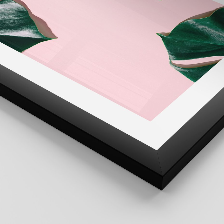 Zestaw obrazy w ramie 30x40 galeria - Monstera, liście, pastelowe, tło, tropikalne - rama czarna