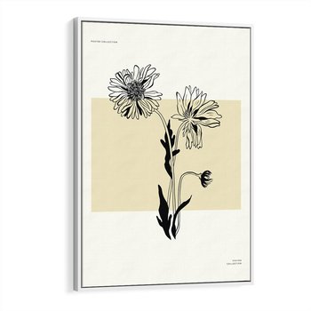 Obraz w ramie 80x120 - Kwiatowe Płótno - kwiaty, typografia - rama biała