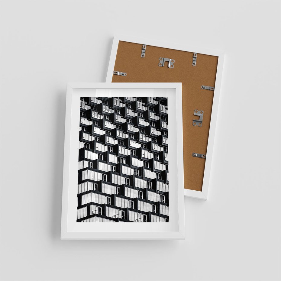 Plakat w ramie 30x40 - Elegancja Wysokości - architektura, wieżowiec - rama biała