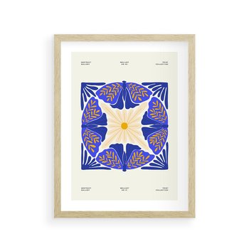 Plakat w ramie 40x50 - Księga Abstrakcji - abstrakcyjna boho kompozycja, granatowe ćmy - rama drewno