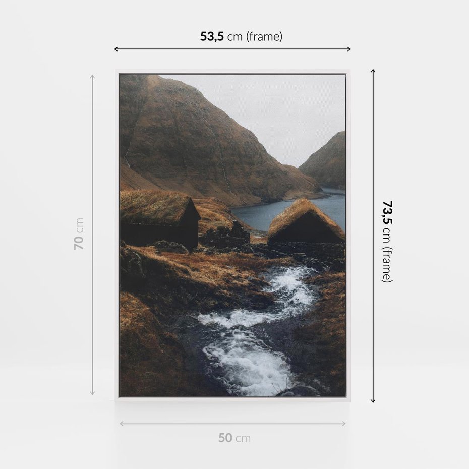 Obraz w ramie 50x70 - Spokój Natury - skandynawski, pejzaż - rama biała