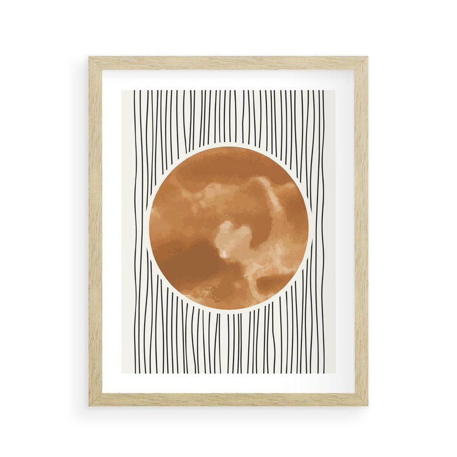 Plakat w ramie 40x50 - Eteryczne Krągłe Echa - boho obraz, geometria - rama drewno