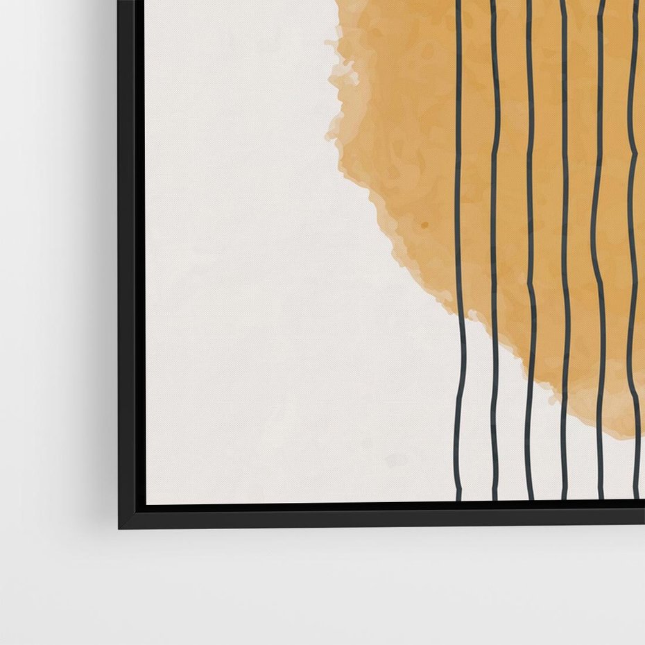 Obraz w ramie 50x50 - Taniec Emocji - abstrakcyjne akwarelowe plamy, nieregularne kreski - rama czarna